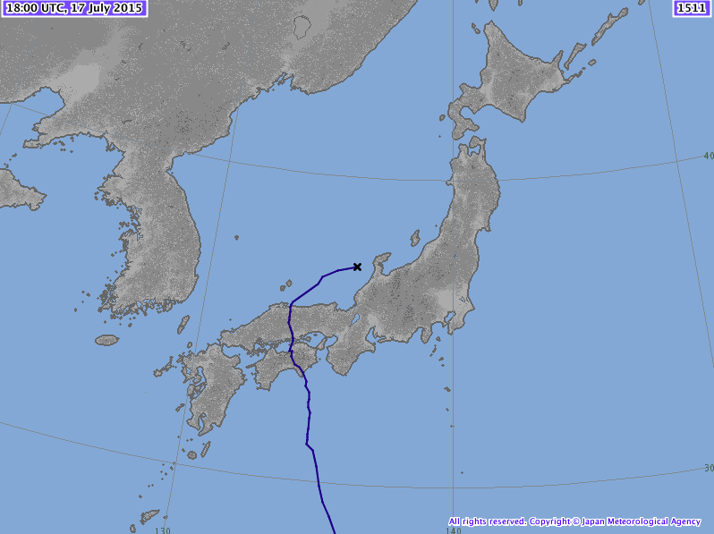 Le trajet du typhon Nangka (© Japan Meteorological Agency)