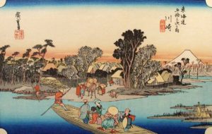 Utagawa Hiroshige, Kawasaki 川崎 (extrait de « Les cinquante-trois relais du Tôkaidô 東海道 »), vers 1833-1834