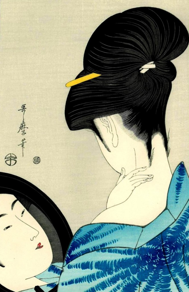 Utamaro-Kitagawa Utamaro-Femme-se poudrant-la-nuque