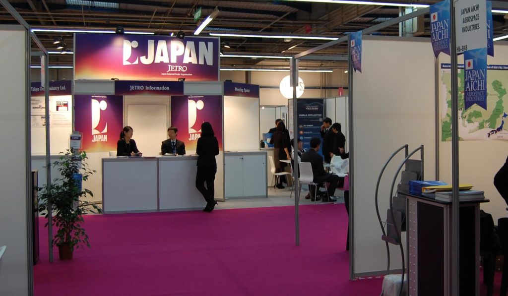 Pavillon du JETRO avec 7 entreprises japonaises au salon Aeromart à Toulouse