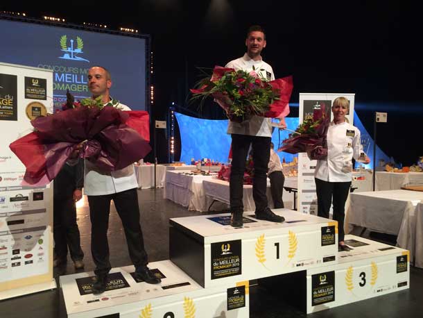 Le podium du concours du Meilleur fromager 2015 (DR : Mondial du fromage et des produits laitiers Tours 2015)