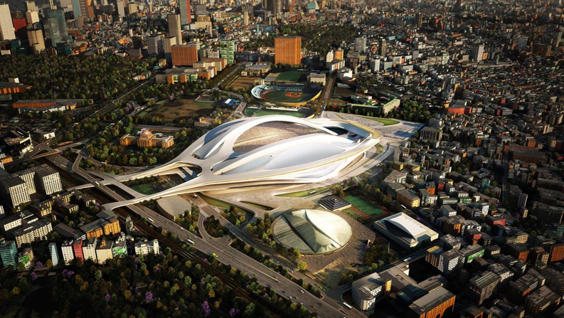 Projet du nouveau stade olympique pour les Jeux Olympiques de 2020 (©Zaha Hadid Architects)