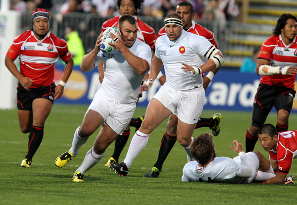 L'équipe de France affrontant les Brave Blossoms pendant la Coupe du monde de rugby 2011 (© Jean Francois Beausejour)