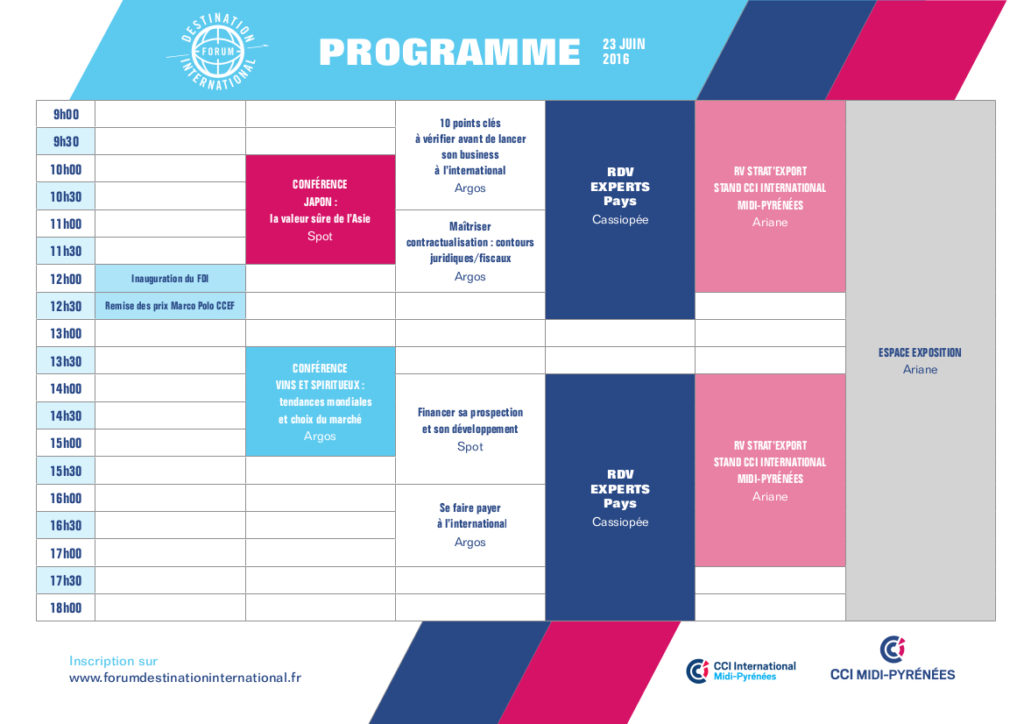 Programme du Forum Destination International