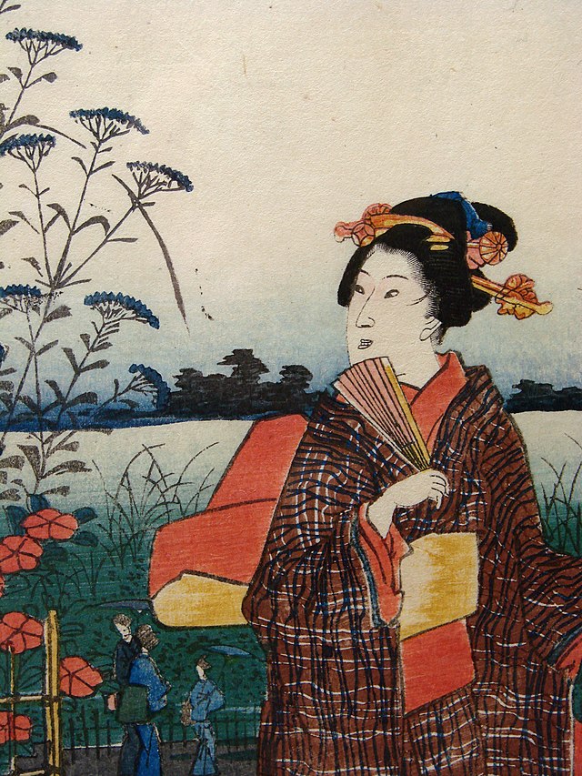 Illustration en estampe du Genji Monogatari style ukiyo-e